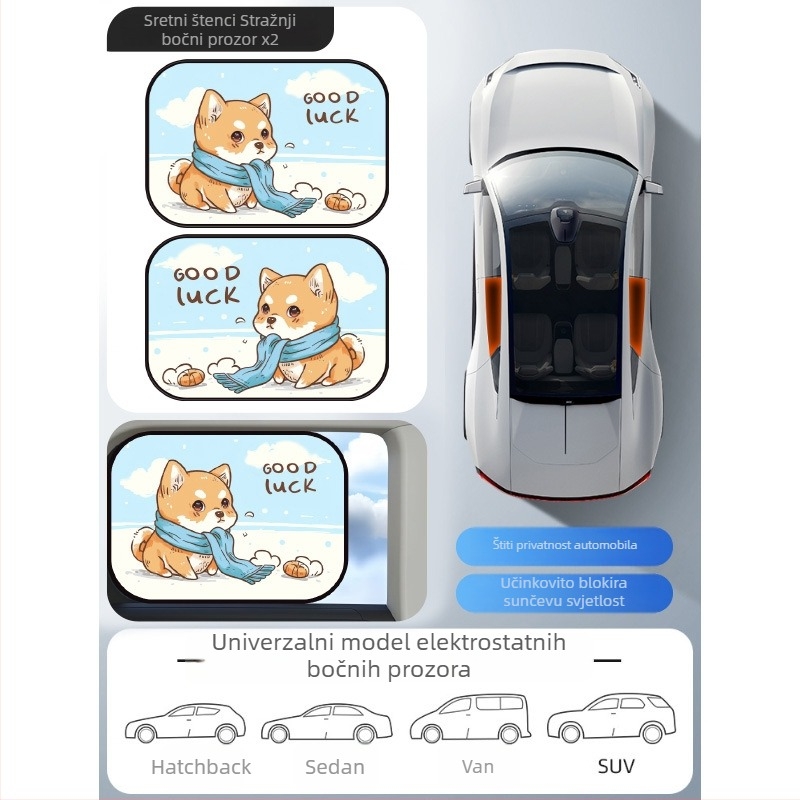 Mairich PVC automobilska sjenica za prozor, statična naljepnica, karikatura stil