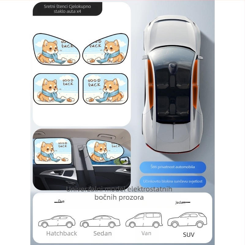 Mairich PVC automobilska sjenica za prozor, statična naljepnica, karikatura stil