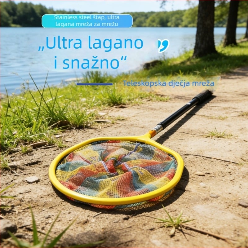 Teleskopska dječja plastična mreža na štap za hvatanje malih riba, škampa, larvi žaba, leptira i kukaca
