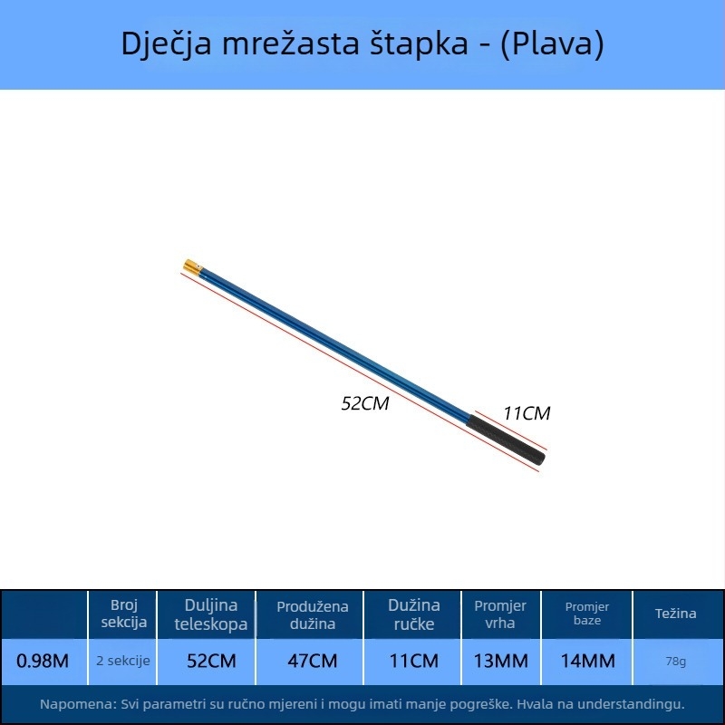 Teleskopska dječja plastična mreža na štap za hvatanje malih riba, škampa, larvi žaba, leptira i kukaca