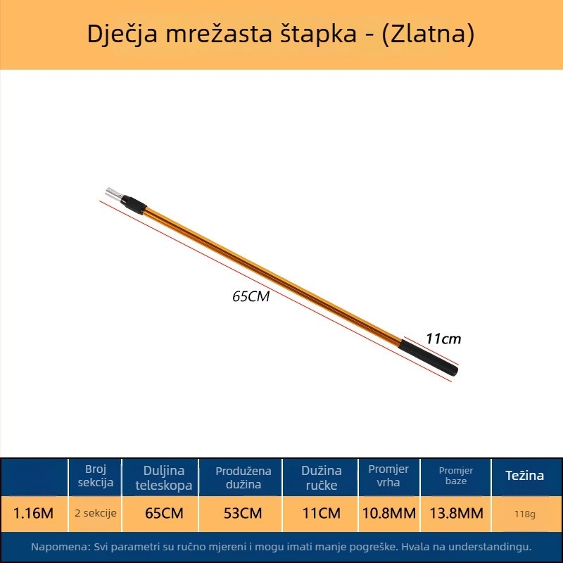 Teleskopska dječja plastična mreža na štap za hvatanje malih riba, škampa, larvi žaba, leptira i kukaca
