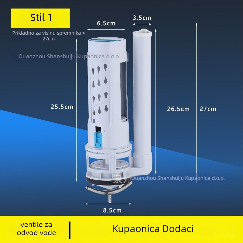 Pribor za spremnik WC-a — ABS materijal, moderni minimalistički stil, vanjska instalacija, dijelovi ispusnog cijevi, model Water Tank Accessories