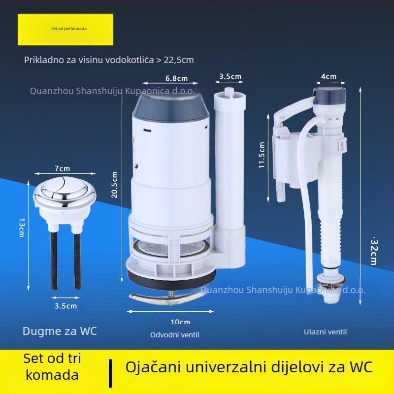 Pribor za spremnik WC-a — ABS materijal, moderni minimalistički stil, vanjska instalacija, dijelovi ispusnog cijevi, model Water Tank Accessories