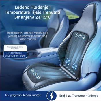 Ljetna navlaka za sjedalo automobila s ventilacijom i masažom, PU površina, punilo od sintetičkih vlakana