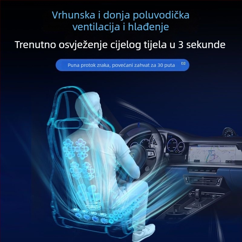 Ljetna navlaka za sjedalo automobila s ventilacijom i masažom, PU površina, punilo od sintetičkih vlakana