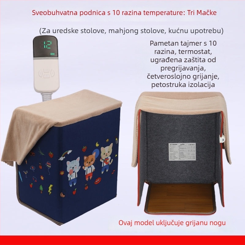 Grijač za stopala ispod radnog stola, USB i napajanje iz utičnice, 200W, daljinski upravljač