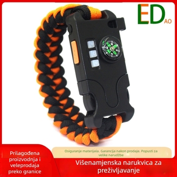 EMAK narukvica za preživljavanje s paracordom, kompasom i zviždaljkom