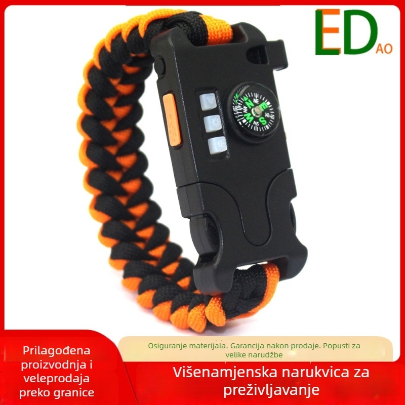 EMAK narukvica za preživljavanje s paracordom, kompasom i zviždaljkom