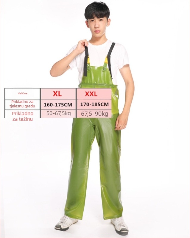 Dva dijela kišnog kompleta s kaiševima: kišna jakna i kišne hlače, PVC tkanina debela 40, za odrasle.