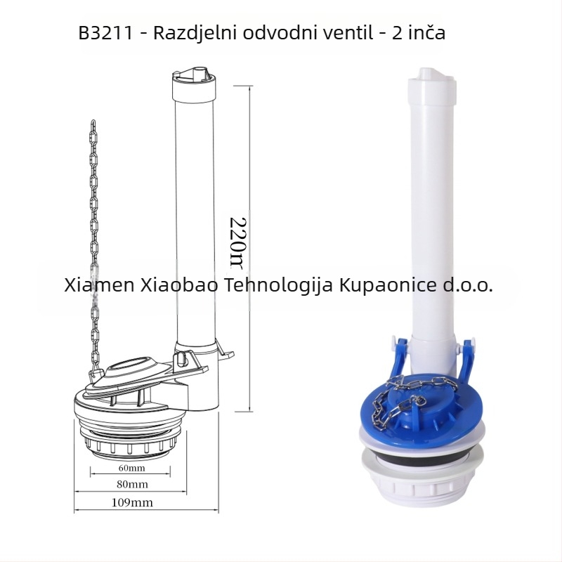 Dodatak za spremnik toaleta s podijeljenim ispravnim ventilom i brtvom za ispiranje — ABS, XAWY B3621, američki stil, izravna ugradnja