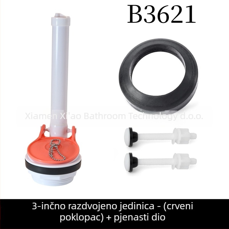 Dodatak za spremnik toaleta s podijeljenim ispravnim ventilom i brtvom za ispiranje — ABS, XAWY B3621, američki stil, izravna ugradnja