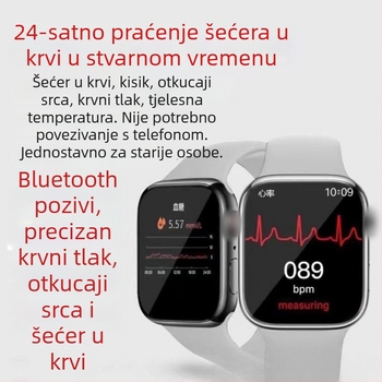 Pametni sat s mjerenjem otkucaja srca, krvnog tlaka i zasićenja kisikom, Bluetooth pozivi, praćenje sna – kompatibilan s iOS