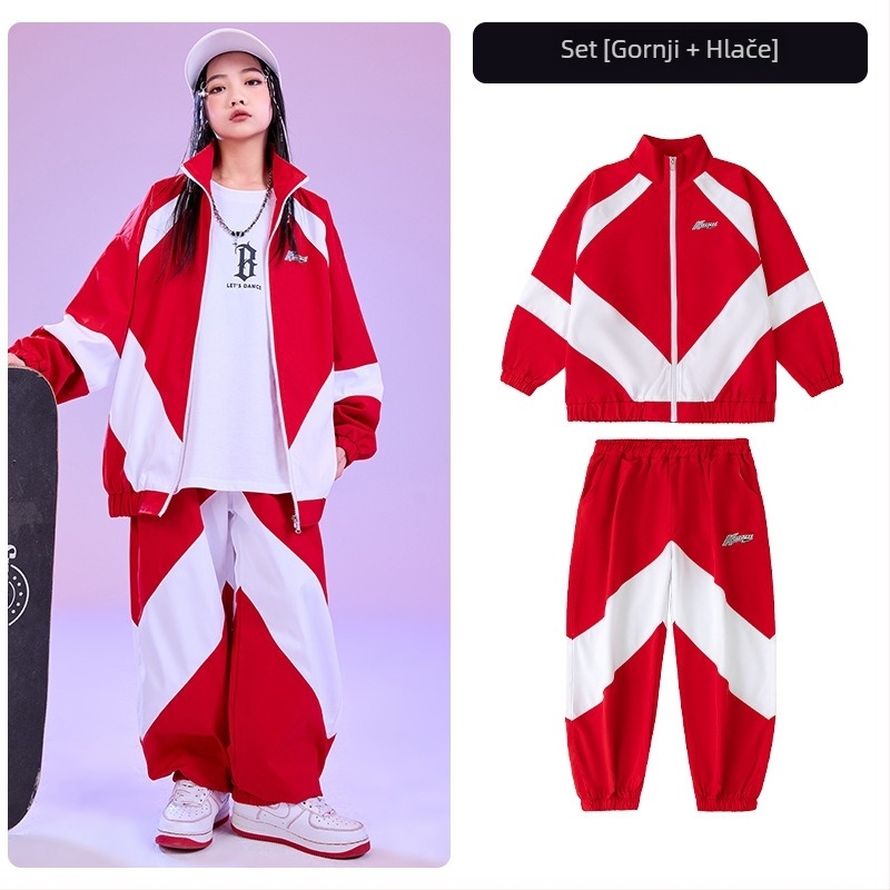 Dječji hip-hop kostim za nastupe — unisex, za djecu iznad 8 godina (140 cm+), 65% pamuk, hip-hop stil