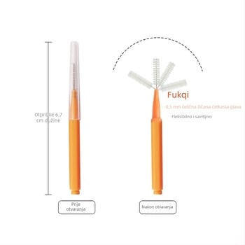 Olovka-tip interdentalna četkica za ortodontsku njegu, ravna drška, 50 komada obiteljskog pakiranja, dubinsko čišćenje