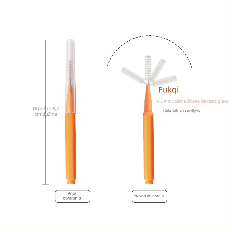 Olovka-tip interdentalna četkica za ortodontsku njegu, ravna drška, 50 komada obiteljskog pakiranja, dubinsko čišćenje