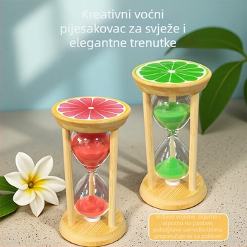 Drveni pješčani sat s voćnim motivom, ručno izrađen, 3–30 minuta