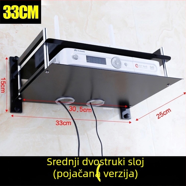 Zidni stalak za usmjerivač i set-top kutiju, od Space aluminija, bez bušenja, 1-etažni