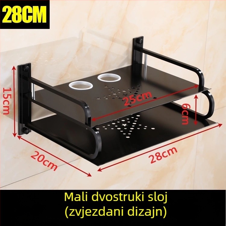 Zidni stalak za usmjerivač i set-top kutiju, od Space aluminija, bez bušenja, 1-etažni