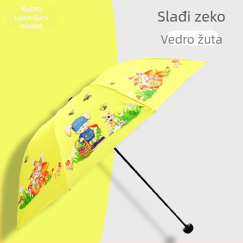 Dječji automatski sklopivi kišobran s zaobljenim kutovima, okvir od čelika s 8 rebara, platno od poliestera 190T, mogućnost logotipa, pogodan za djevojčice i dječake.