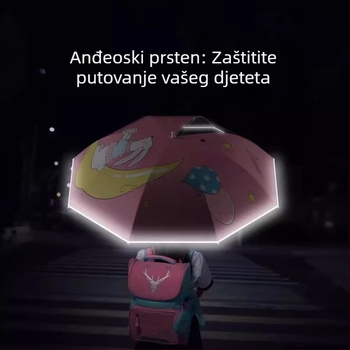 Dječji kišobran s 8-rebrim vlaknastim okvirom, aluminijska šipka, drvena drška, ručno otvaranje