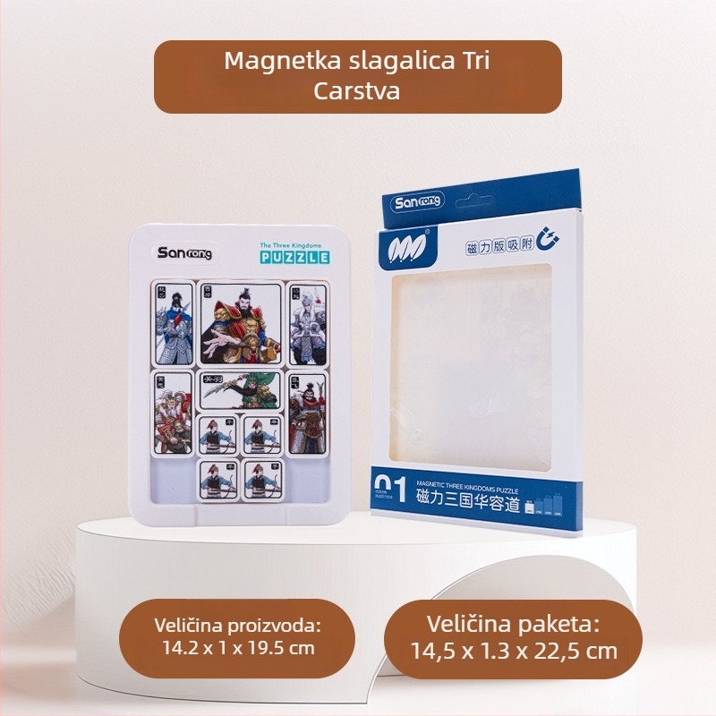 Magnetska klizna slagalica Huarongdao – Tema Tri kraljevstva, edukativna igra za logičko razmišljanje, uzrast 15–35