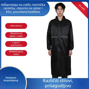Vanjski dugi kišni kaput, vodonepropusan, reflektirajući detalji, nužna oprema za planinarenje