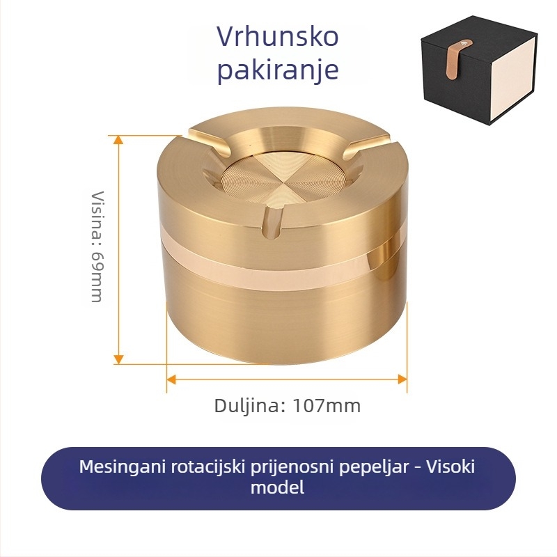Pepelnjak od aluminijske legure s poklopcem za kućnu i uredsku upotrebu na stolu te za automobil; otporan na padove i visoke temperature; mogućnost tiskanja logotipa