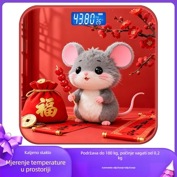 Elektronička vaga, Lady brenda, karikaturni stil, slatka, nosivost 180 kg, USB napajanje