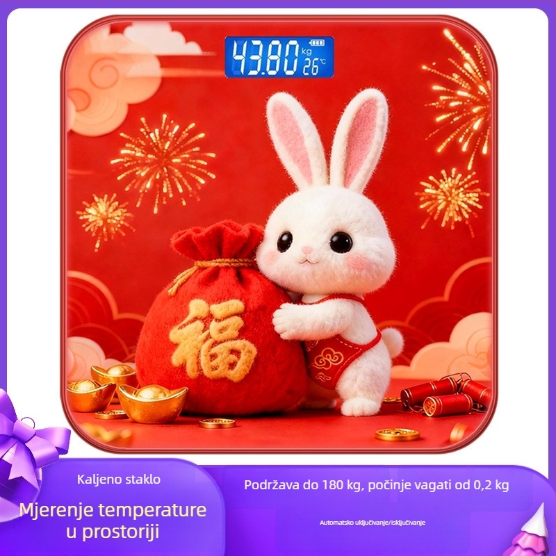 Elektronička vaga, Lady brenda, karikaturni stil, slatka, nosivost 180 kg, USB napajanje