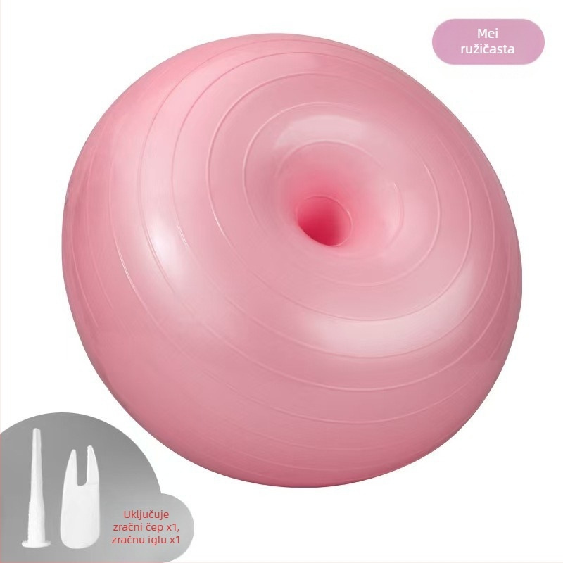 Joga lopta PVC, donut-oblik, debela stijenka, 900 g, za fitness i stabilnost poslije poroda