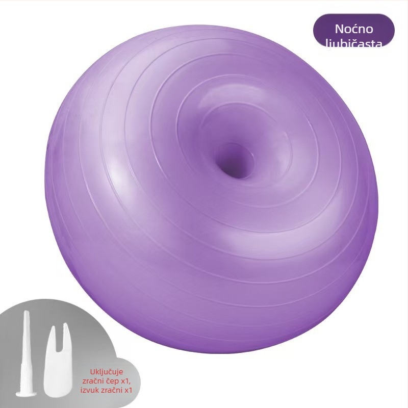 Joga lopta PVC, donut-oblik, debela stijenka, 900 g, za fitness i stabilnost poslije poroda