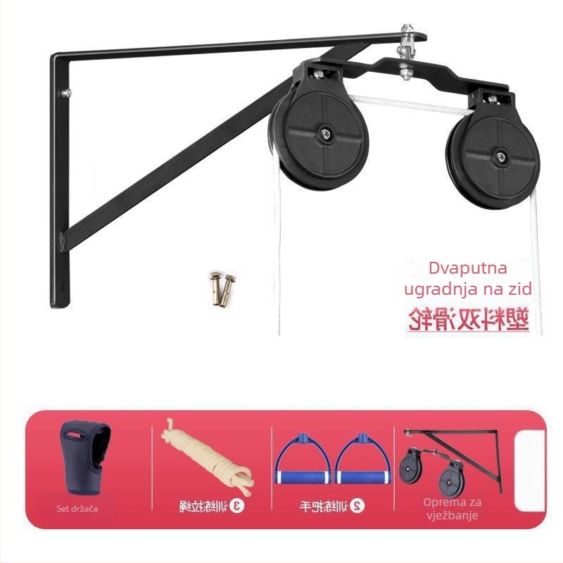 Uređaj za trakcionu rehabilitaciju gornjeg uda za rameni zglob s koloturnim prstenom — debljina stijene 1 mm, vanjski promjer 1 mm, promjer osovine 1 mm, polumjer kanalice užeta 1 mm, šifra proizvoda bzeSDkNT