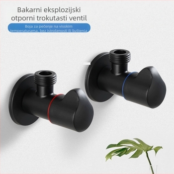 Troputni ventil za toplu i hladnu vodu, ugradnja u zid, 20 mm promjer, bakar i nehrđajući čelik, 1 ulaz 2 izlaza