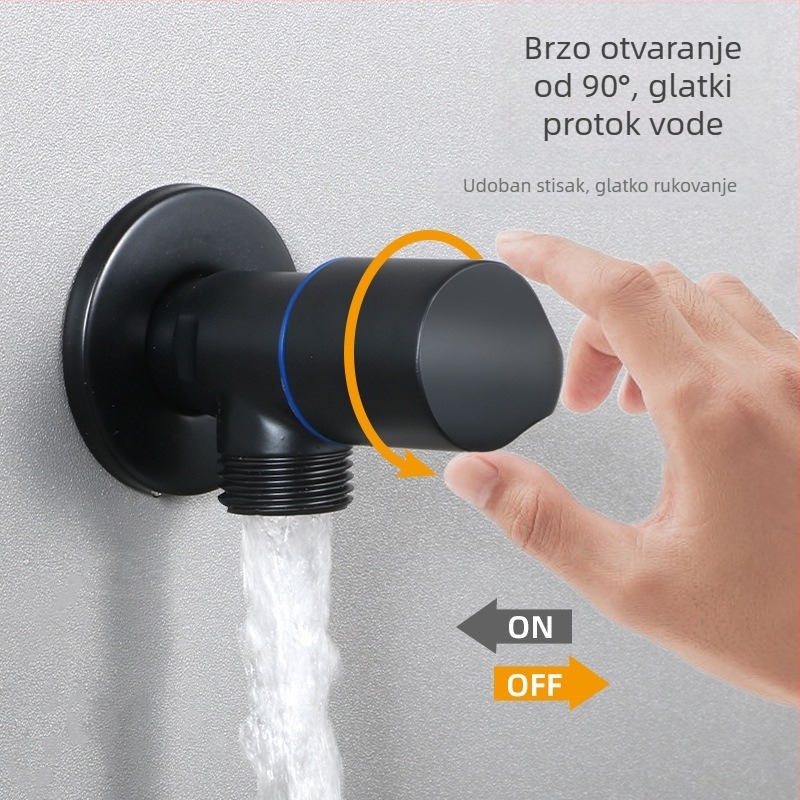 Troputni ventil za toplu i hladnu vodu, ugradnja u zid, 20 mm promjer, bakar i nehrđajući čelik, 1 ulaz 2 izlaza