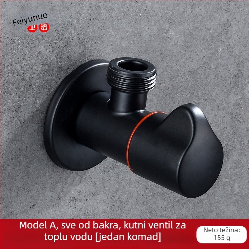 Troputni ventil za toplu i hladnu vodu, ugradnja u zid, 20 mm promjer, bakar i nehrđajući čelik, 1 ulaz 2 izlaza