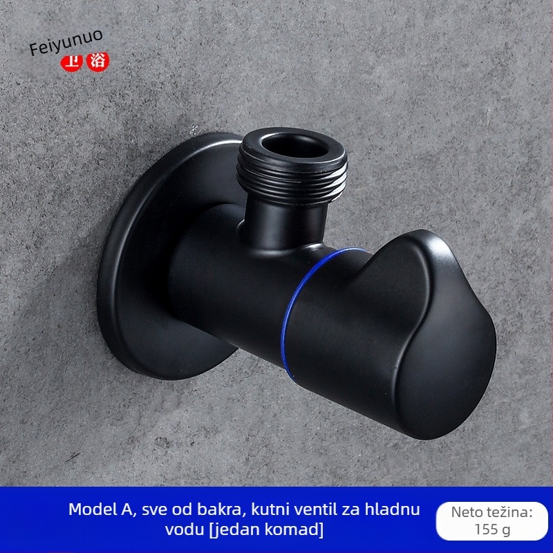 Troputni ventil za toplu i hladnu vodu, ugradnja u zid, 20 mm promjer, bakar i nehrđajući čelik, 1 ulaz 2 izlaza