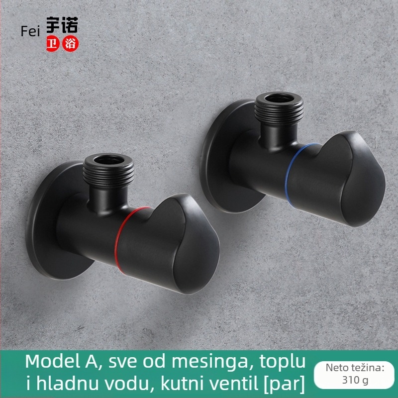 Troputni ventil za toplu i hladnu vodu, ugradnja u zid, 20 mm promjer, bakar i nehrđajući čelik, 1 ulaz 2 izlaza