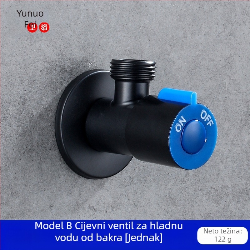 Troputni ventil za toplu i hladnu vodu, ugradnja u zid, 20 mm promjer, bakar i nehrđajući čelik, 1 ulaz 2 izlaza