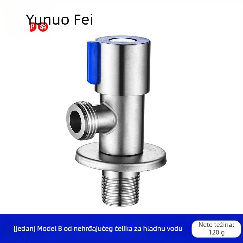 Troputni ventil za toplu i hladnu vodu, ugradnja u zid, 20 mm promjer, bakar i nehrđajući čelik, 1 ulaz 2 izlaza