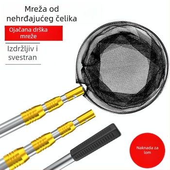 Nehrđajući čelični teleskopski štap za ribolov sa mrežom i vrećom za manje ribe