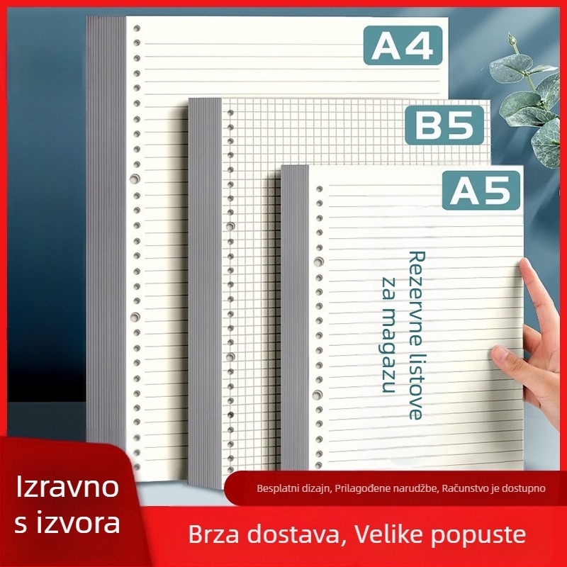 Papir za dopunu s 60 lista, dvostrani offset papir, kompatibilan s otvorima 8/20/26/30