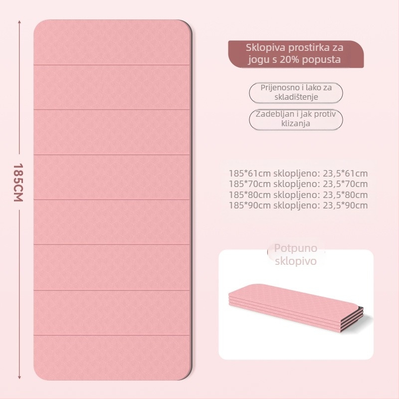 Joga podloga, sklopiva, prijenosna, debela i protuklizna te zvukovno izolirana površina — Marka: Top inscription; Materijal: Tpes; Težina: 1000; Debljina: 6mm-8mm; Vzor: linije za pravilno držanje