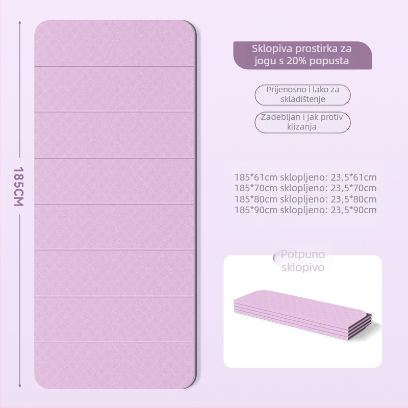Joga podloga, sklopiva, prijenosna, debela i protuklizna te zvukovno izolirana površina — Marka: Top inscription; Materijal: Tpes; Težina: 1000; Debljina: 6mm-8mm; Vzor: linije za pravilno držanje