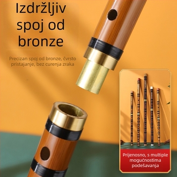 Bambusna fuleta za početnike, za osnovnoškolce, tonovi C D E F G, uključuje platnenu torbu
