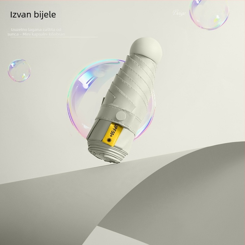 Ultra lagani kapsulni džepni kišobran za sunce i kišu s tiskom logotipa, mini, prijenosni