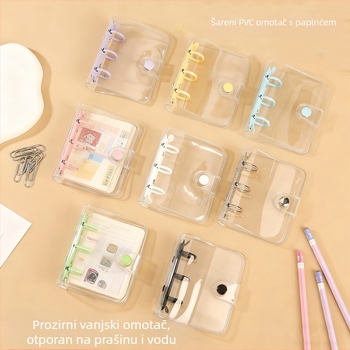 A8 mini prozirni PVC binder s zamjenjivim spremištem za fotografije, 3 rupe za listove, prilagodljivo