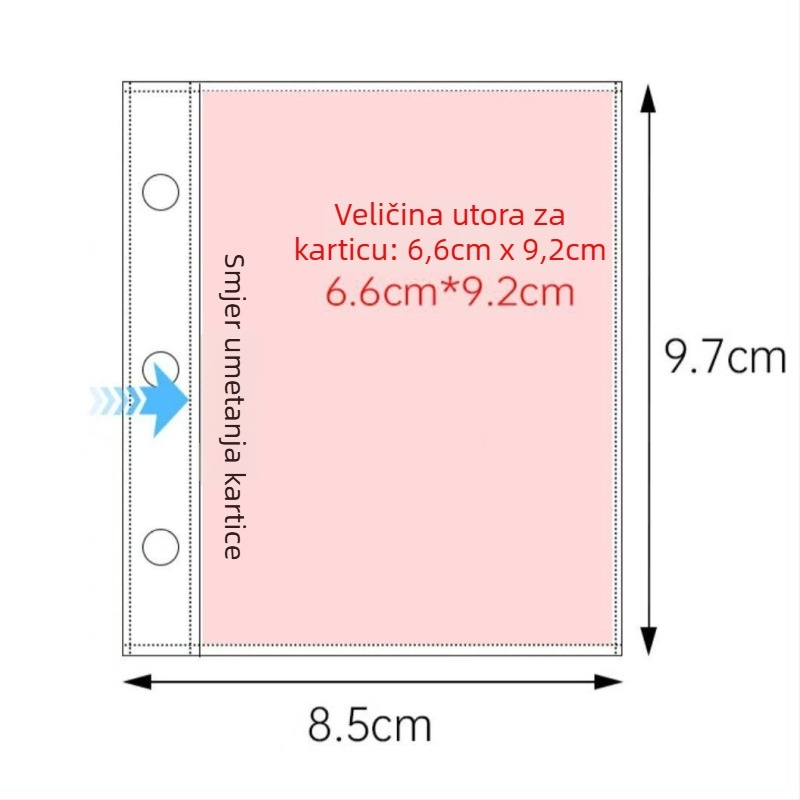 A8 mini prozirni PVC binder s zamjenjivim spremištem za fotografije, 3 rupe za listove, prilagodljivo