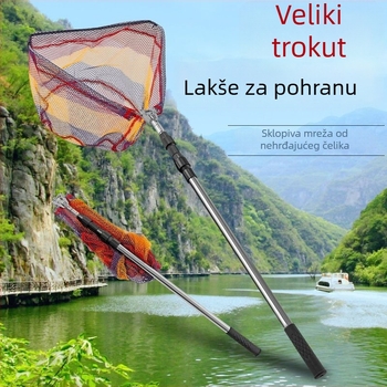 Set za mrežu za ribolov: sklopiva mreža s trokutastim integriranim okvirom i debelim nehrđajućim čeličnim mrežama
