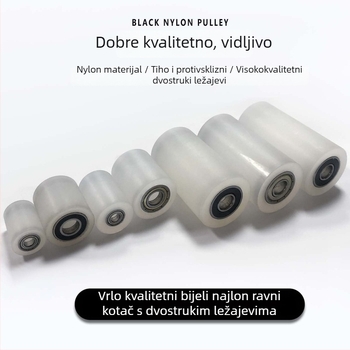 Nylon kotač s dvostrukim ležajem i vodilnim pričvršćivačem – otporan na habanje, jedan kotač, dimenzije 40x100, otvor 10 mm