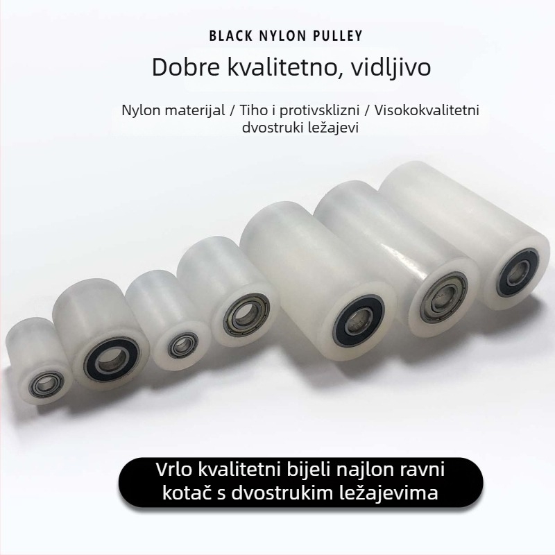 Nylon kotač s dvostrukim ležajem i vodilnim pričvršćivačem – otporan na habanje, jedan kotač, dimenzije 40x100, otvor 10 mm